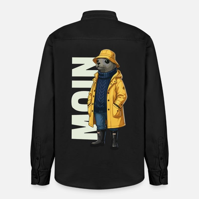 Seal Moin – Conception d’imperméable - Chemise unisexe coupe décontractée bio Stanley/Stella - noir délavé