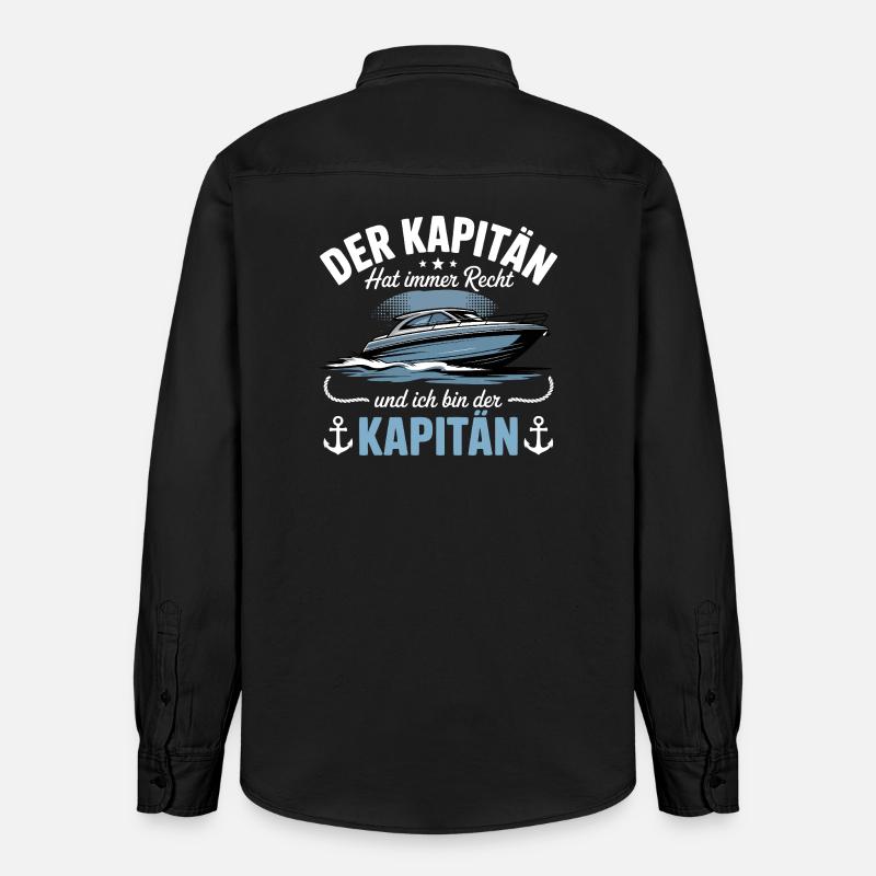 Capitaine de bateau, permis de bateau - Chemise unisexe coupe décontractée bio Stanley/Stella - noir délavé