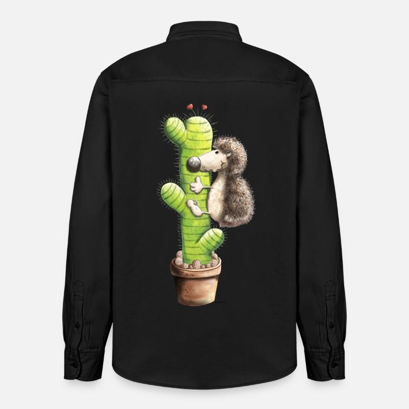Hérisson et cactus - Chemise unisexe coupe décontractée bio Stanley/Stella - noir délavé