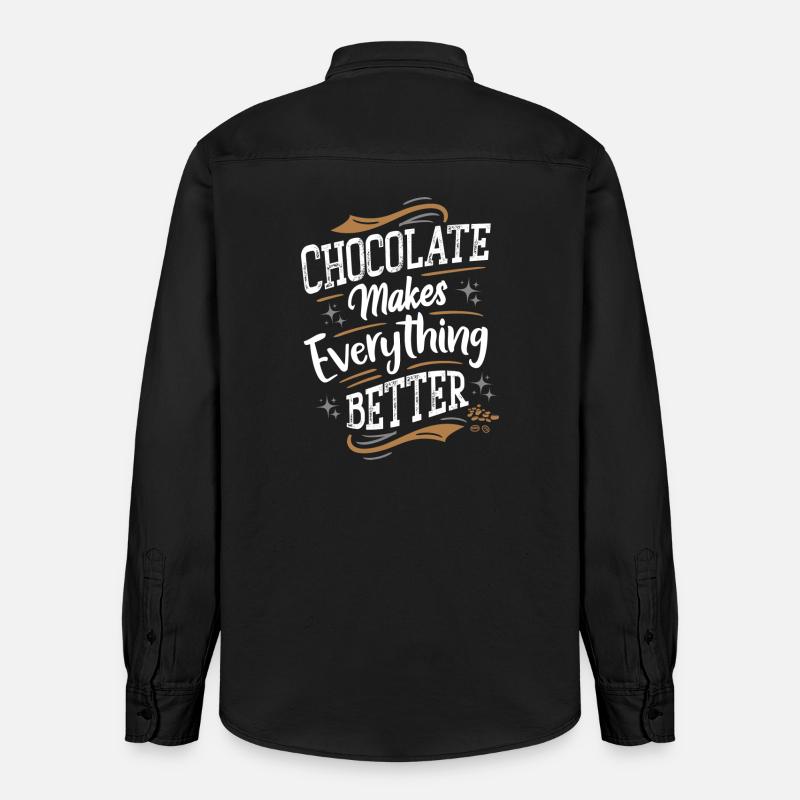 Chocolate makes everything better - Schokolade - Relaxed Fit Unisex Organic Hemd von Stanley/Stella - washed Black