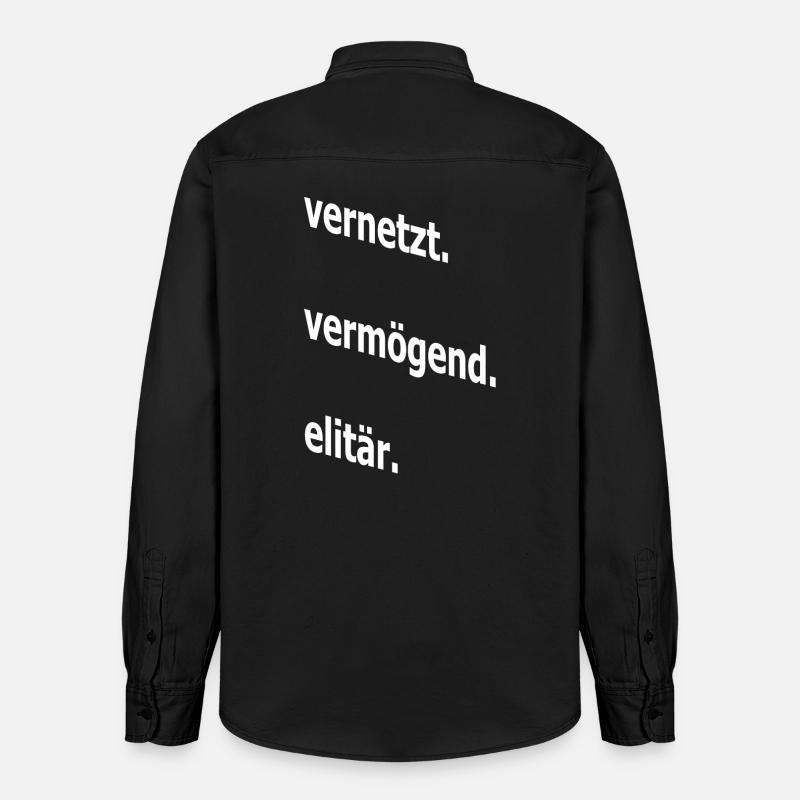 vernetzt vermögend elitär, Spruch, Geschenkidee - Relaxed Fit Unisex Organic Hemd von Stanley/Stella - washed Black