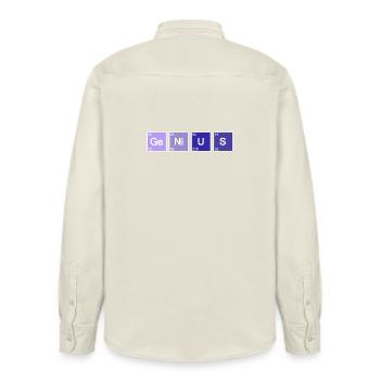 Genius Nerd Geek - Relaxed Fit Unisex Organic Shirt by Stanley/Stella - soft Ecru - Back - AI Model Male 178 light (178cm)