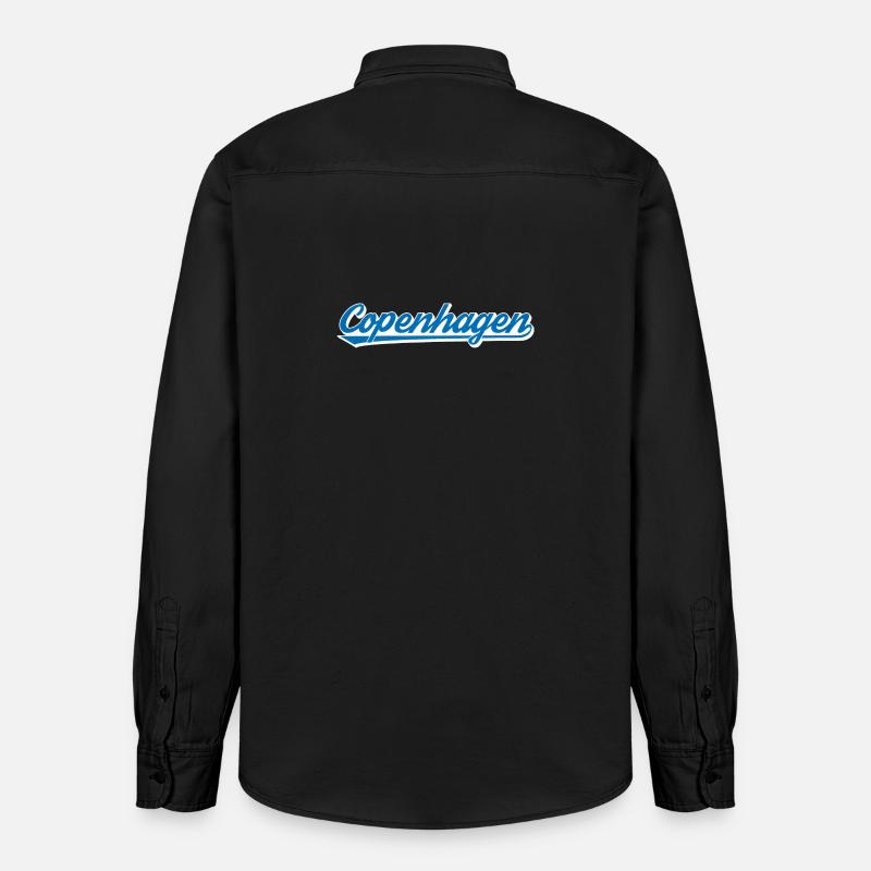 Lettrage de Copenhague Graphique bleu-blanc - Chemise unisexe coupe décontractée bio Stanley/Stella - noir délavé