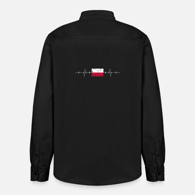 Drapeau de la Pologne Heartbeat - Chemise unisexe coupe décontractée bio Stanley/Stella - noir délavé