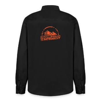 Gift climber boulderer climbing - Relaxed Fit Unisex Organic Shirt by Stanley/Stella - washed black - Back - AI Model Male 178 light (178cm)