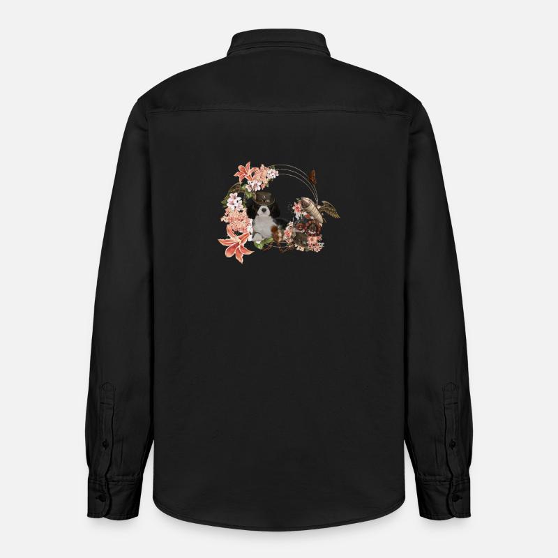 Steampunk, chiot et écureuil au chapeau - Chemise unisexe coupe décontractée bio Stanley/Stella - noir délavé