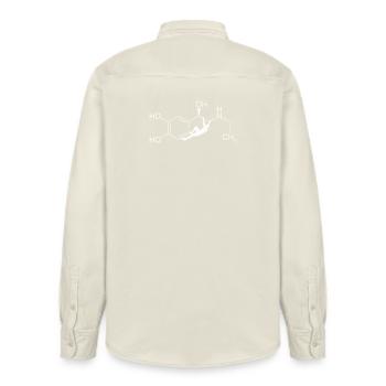 Adrenaline – climbing at the molecular level - Relaxed Fit Unisex Organic Shirt by Stanley/Stella - soft Ecru - Back - AI Model Male 178 light (178cm)