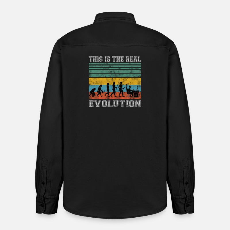Zocker Gamer Evolution Shirt Geschenk - Relaxed Fit Unisex Organic Hemd von Stanley/Stella - washed Black