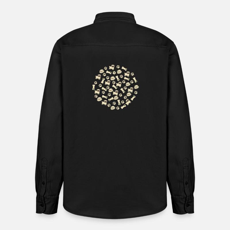 Pug Pattern - Pug Lovers Apparel - Relaxed Fit Unisex Organic Hemd von Stanley/Stella - washed Black