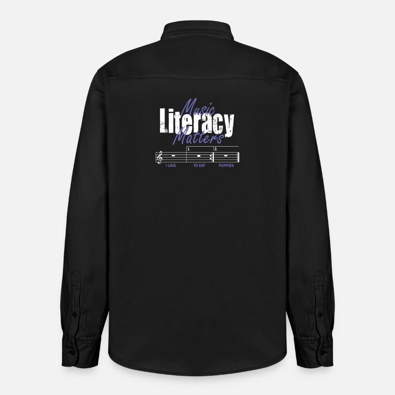 La littératie musicale, ça compte - Chemise unisexe coupe décontractée bio Stanley/Stella - noir délavé