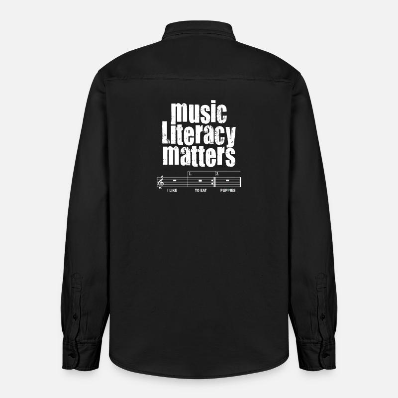 La littératie musicale, ça compte - Chemise unisexe coupe décontractée bio Stanley/Stella - noir délavé
