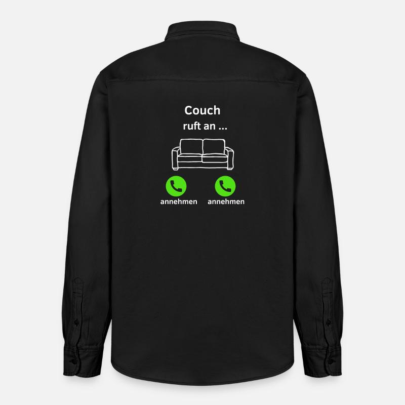 Couch ruft an - annehmen oder annehmen? - Relaxed Fit Unisex Organic Hemd von Stanley/Stella - washed Black