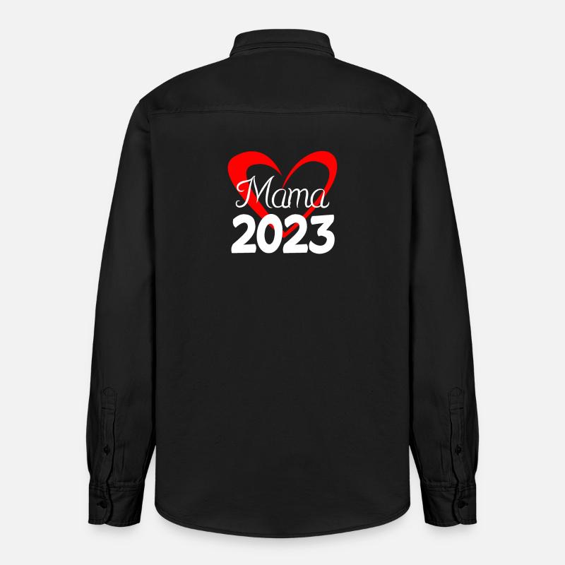 Maman 2023 Mère Grossesse Enceinte - Chemise unisexe coupe décontractée bio Stanley/Stella - noir délavé