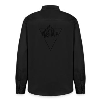 Mountain sketch - Relaxed Fit Unisex Organic Shirt by Stanley/Stella - washed black - Back - AI Model Male 178 light (178cm)
