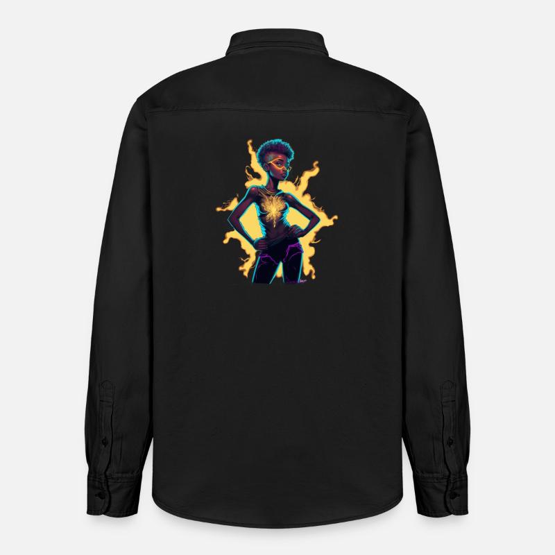 Figurine de conscience d’énergie lumineuse - Chemise unisexe coupe décontractée bio Stanley/Stella - noir délavé