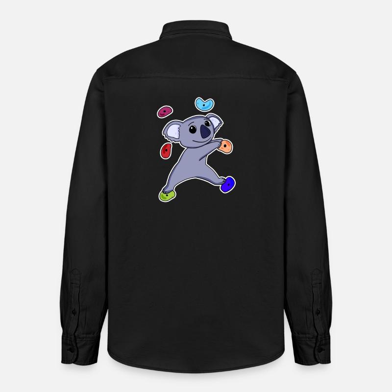 Climbing Koala - Relaxed Fit Unisex Organic Hemd von Stanley/Stella - washed Black