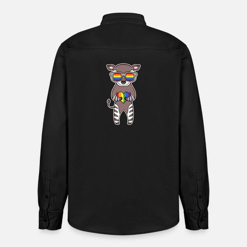 Regenbogen - Okapi mit Brille - Relaxed Fit Unisex Organic Hemd von Stanley/Stella - washed Black