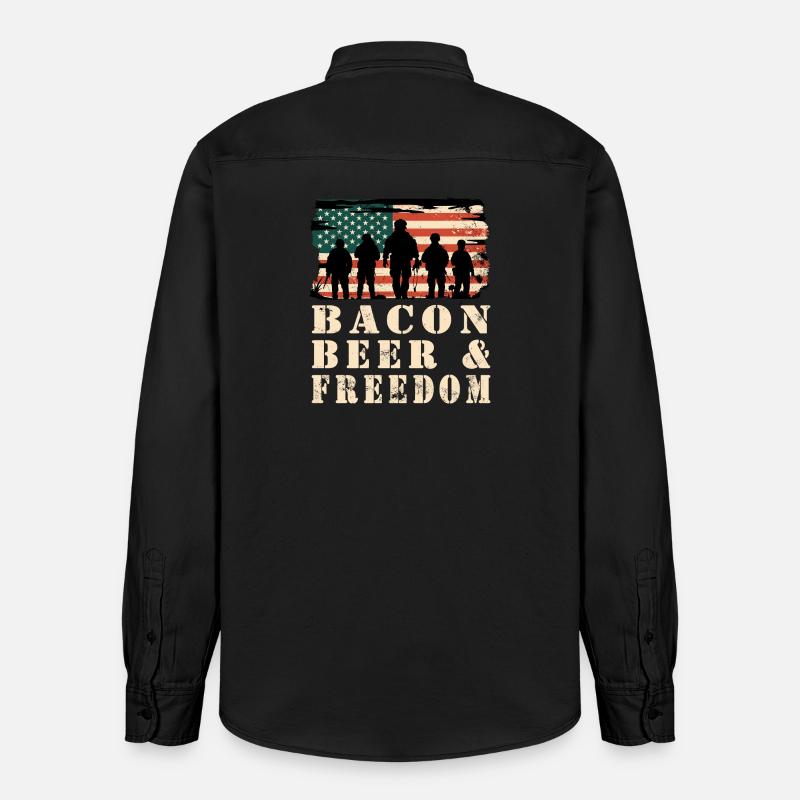 Bacon, Bier und Freiheit - Relaxed Fit Unisex Organic Hemd von Stanley/Stella - washed Black