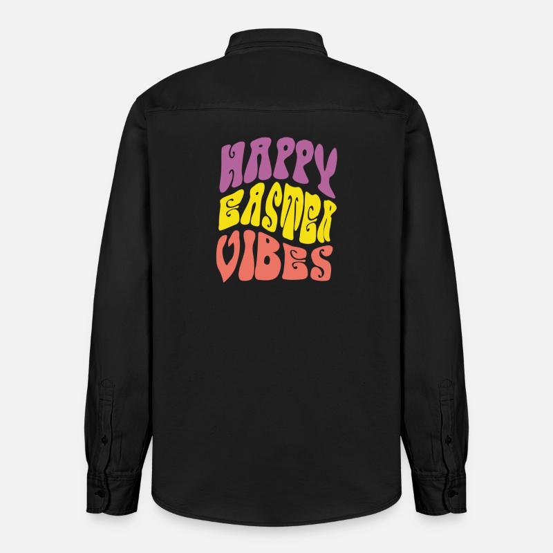 Joyeuses vibrations de Pâques - Chemise unisexe coupe décontractée bio Stanley/Stella - noir délavé