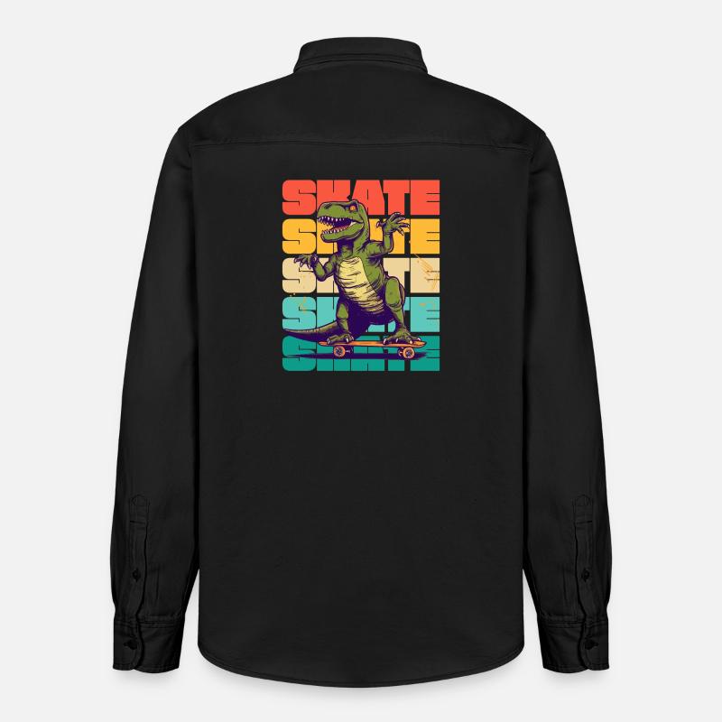 Skateboard Cool Skateboarder T Rex Dinosaur - Chemise unisexe coupe décontractée bio Stanley/Stella - noir délavé