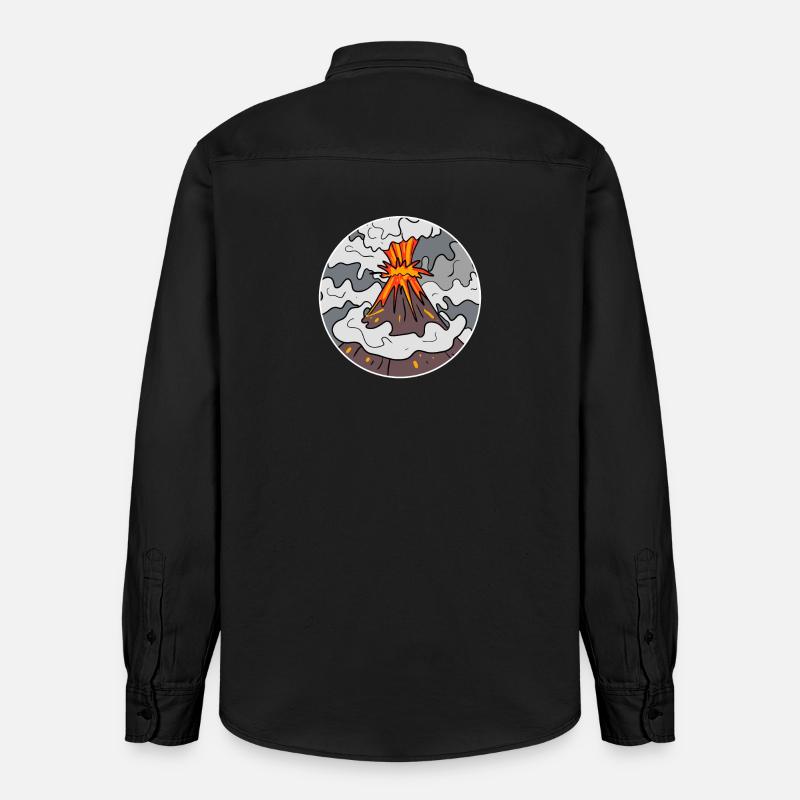 Vulkan Berg Kreis Berge Vulkane - Relaxed Fit Unisex Organic Hemd von Stanley/Stella - washed Black