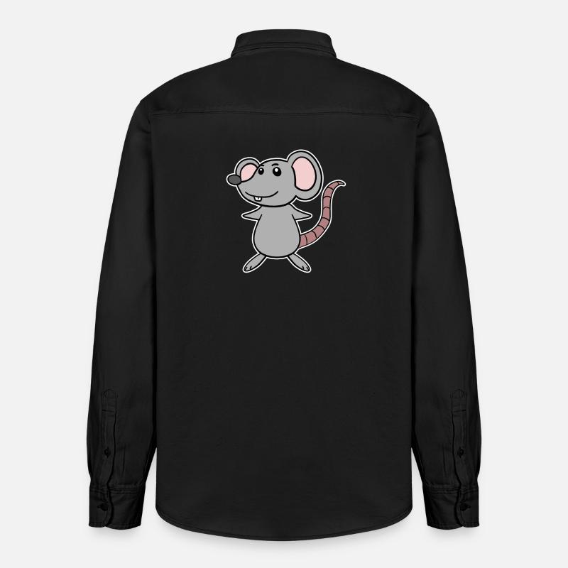 Dessin animé de souris - Chemise unisexe coupe décontractée bio Stanley/Stella - noir délavé