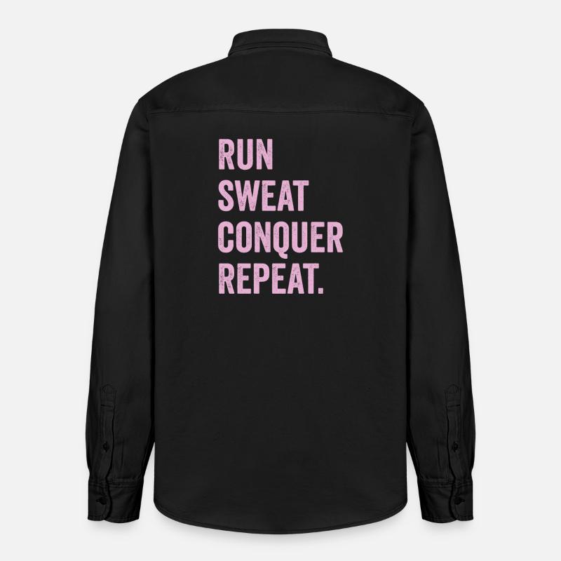 Courir. Sueur. Conquérir. Répéter. - Chemise unisexe coupe décontractée bio Stanley/Stella - noir délavé