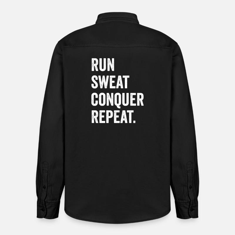 Courir. Sueur. Conquérir. Répéter. - Chemise unisexe coupe décontractée bio Stanley/Stella - noir délavé