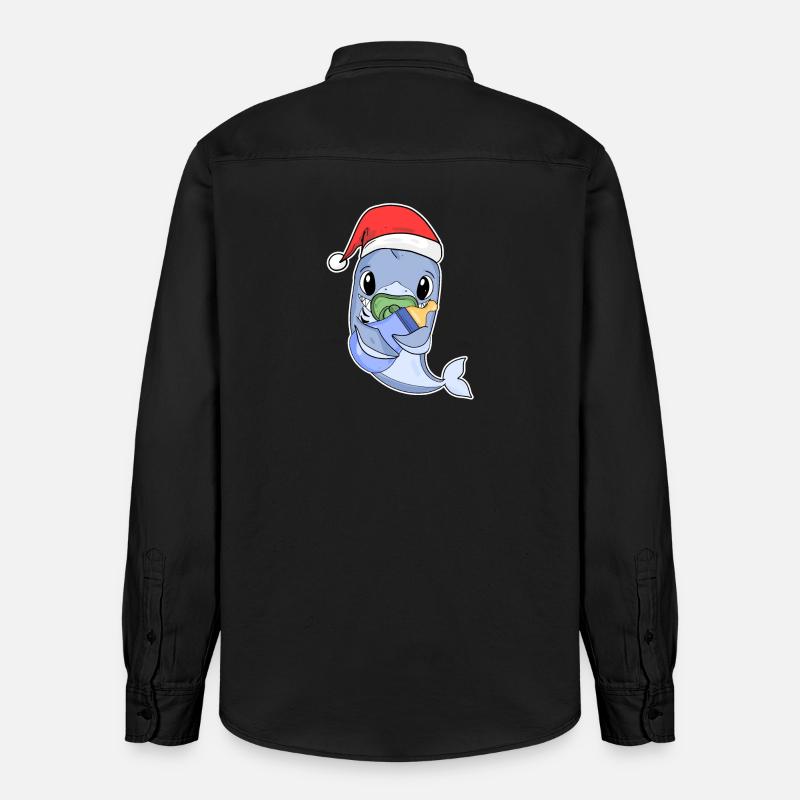 Requin bébé Noël - Chemise unisexe coupe décontractée bio Stanley/Stella - noir délavé