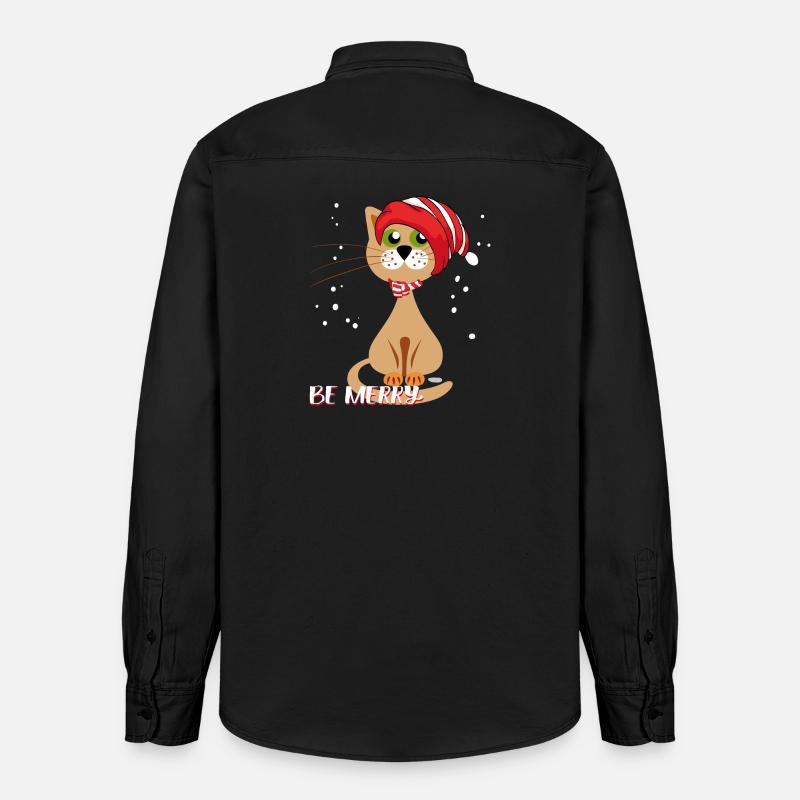 sois Joyeux Chat de Noël - Chemise unisexe coupe décontractée bio Stanley/Stella - noir délavé