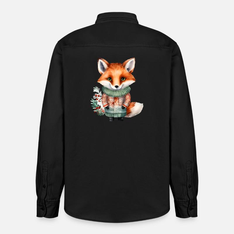 Renard d’hiver en pull - Chemise unisexe coupe décontractée bio Stanley/Stella - noir délavé