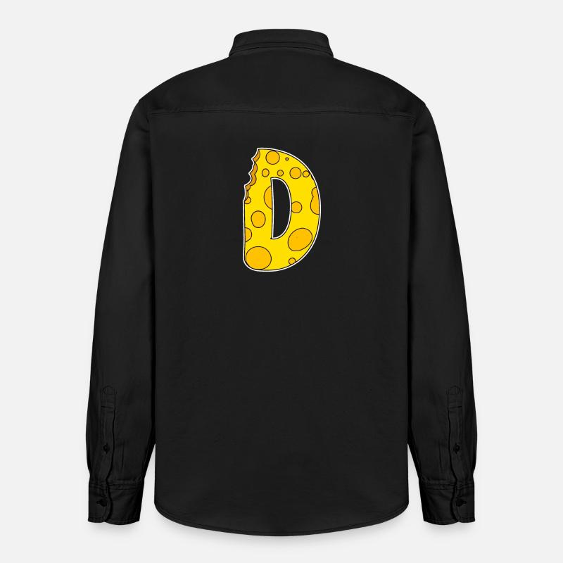 Buchstabe D - Anfangsbuchstabe D - Käse Motiv - Relaxed Fit Unisex Organic Hemd von Stanley/Stella - washed Black