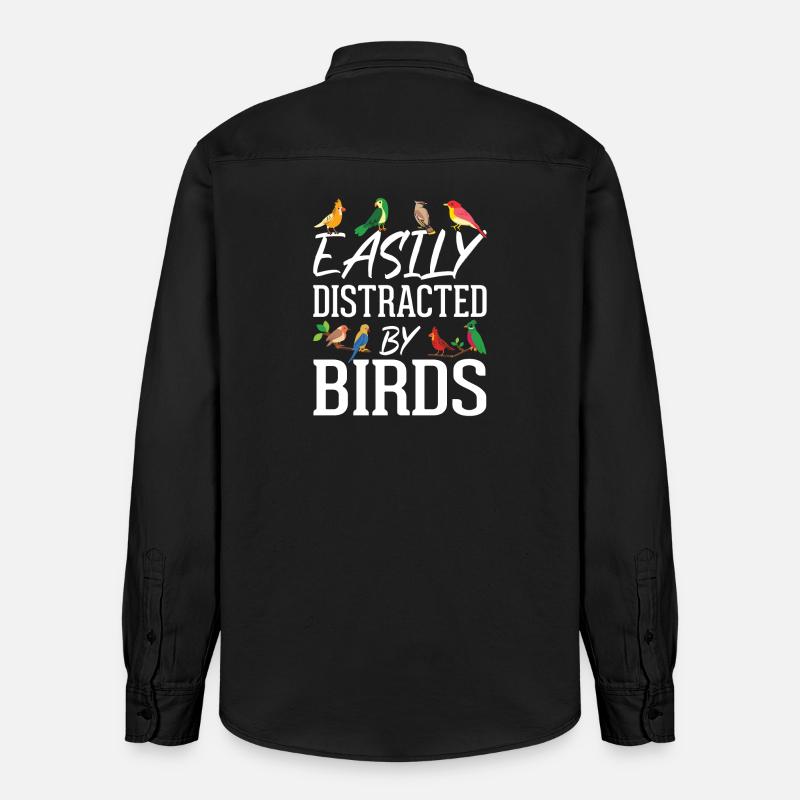 Facilement distrait par les oiseaux - Chemise unisexe coupe décontractée bio Stanley/Stella - noir délavé