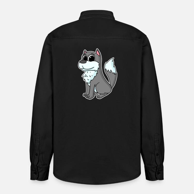 Wolf Tier - Relaxed Fit Unisex Organic Hemd von Stanley/Stella - washed Black