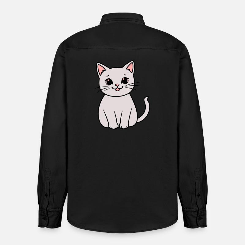 graues Kätzchen - Relaxed Fit Unisex Organic Hemd von Stanley/Stella - washed Black
