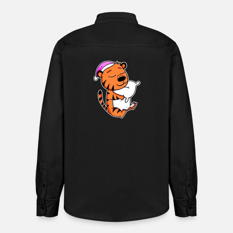 Tiger Müde Ausschlafen Schlafen Mädchen - Relaxed Fit Unisex Organic Hemd von Stanley/Stella - washed Black