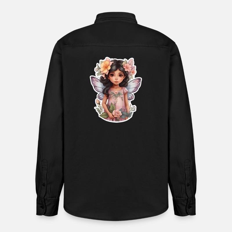 Petite fée avec des fleurs - Chemise unisexe coupe décontractée bio Stanley/Stella - noir délavé