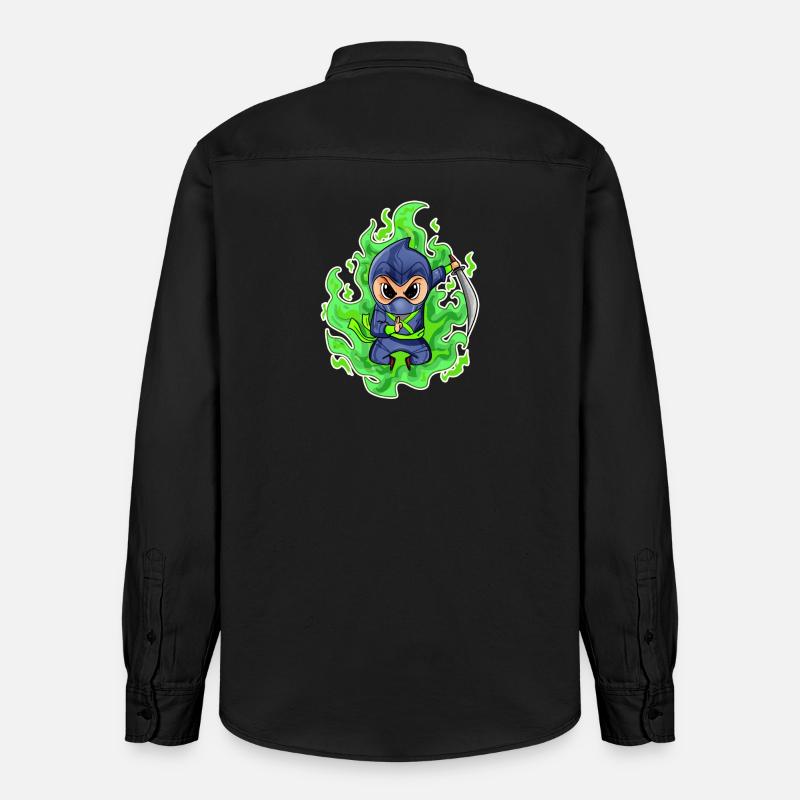 Motif Ninja Vert Feu - Chemise unisexe coupe décontractée bio Stanley/Stella - noir délavé