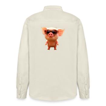 Cochon domestique Cochon Cochon Porcelet Cochon - Chemise unisexe coupe décontractée bio Stanley/Stella - écru doux - Dos - AI Model Male 178 light (178cm)