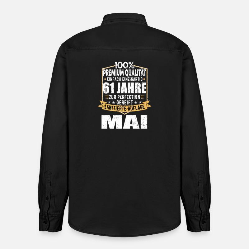 61 ans anniversaire Design Limited - Chemise unisexe coupe décontractée bio Stanley/Stella - noir délavé