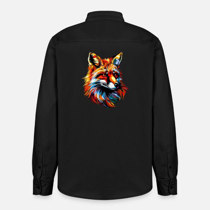 Fox Pop Art Farverige Fox Lover Red Fox Fox Foxes - Stanley/Stella unisex skjorte afslappet pasform økologisk - washed black