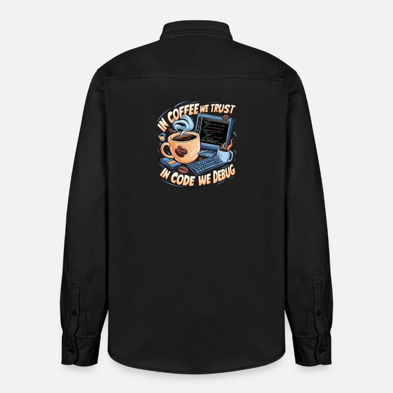 KaffeeCode Debug: In Code Wir Debuggen - Relaxed Fit Unisex Organic Hemd von Stanley/Stella - washed Black