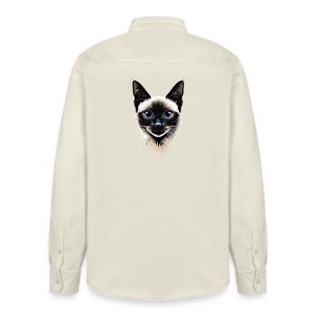 Siamkatze Siam Katze Siamese Cat Siamesen Katzen - Relaxed Fit Unisex Organic Hemd von Stanley/Stella - Natur - Hinten - AI Model Male 178 light (178cm)