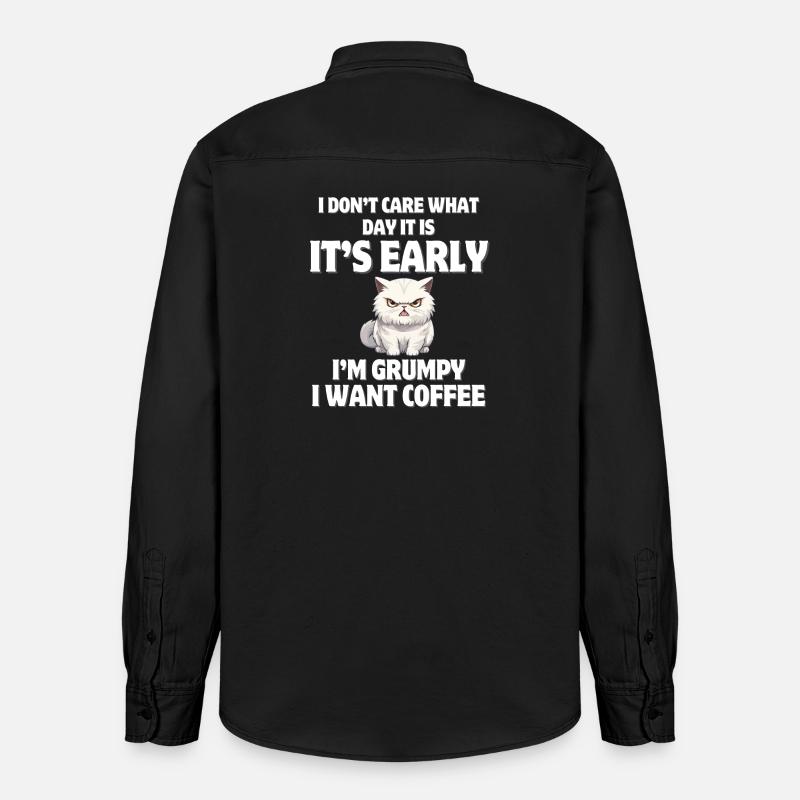 pas du matin, café, coffee - Chemise unisexe coupe décontractée bio Stanley/Stella - noir délavé