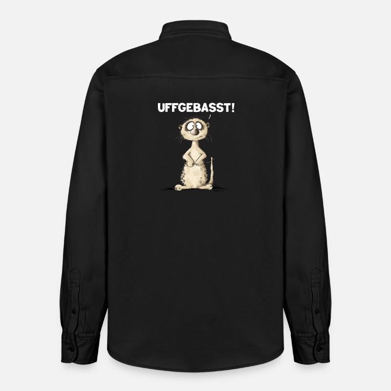 Drolliges Erdmännchen Hessisch Uffgebasst - Relaxed Fit Unisex Organic Hemd von Stanley/Stella - washed Black