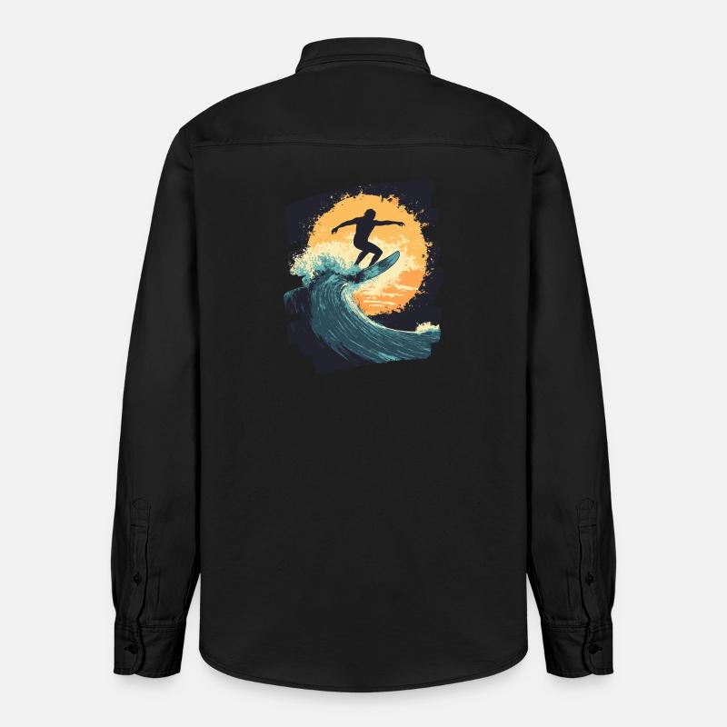 Surfeur Surf Planche de surf Surf - Chemise unisexe coupe décontractée bio Stanley/Stella - noir délavé