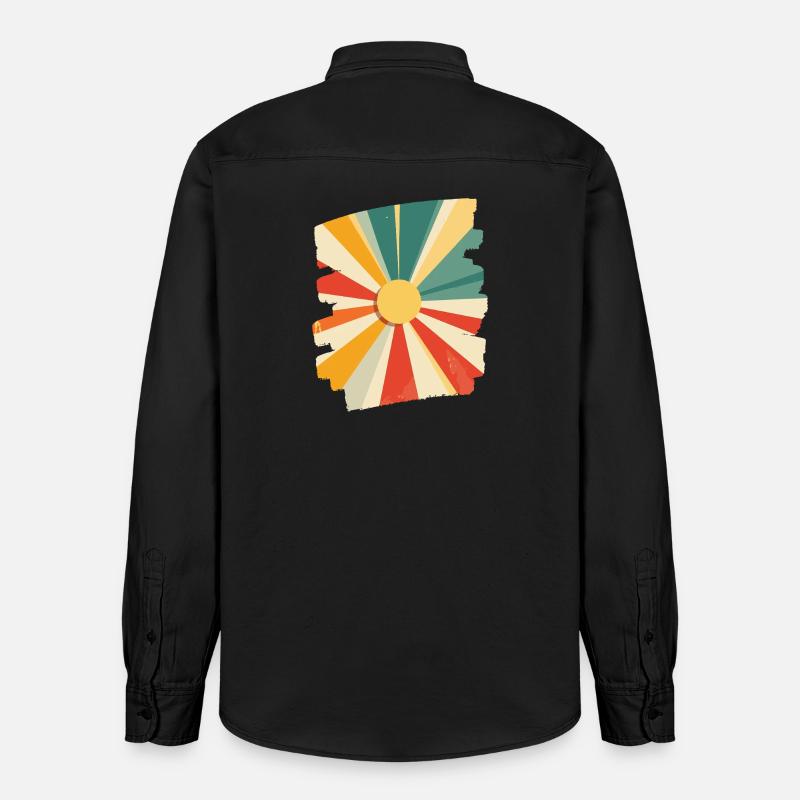 Soleil d’été Coucher de soleil - Chemise unisexe coupe décontractée bio Stanley/Stella - noir délavé