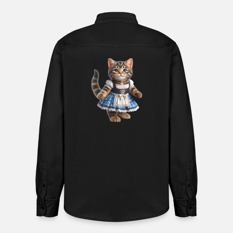 Mignon petit chat en dirndl - Chemise unisexe coupe décontractée bio Stanley/Stella - noir délavé