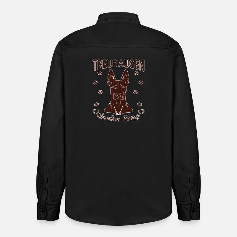 Dobermann Design – Herz & Treue Rust - Relaxed Fit Unisex Organic Hemd von Stanley/Stella - washed Black