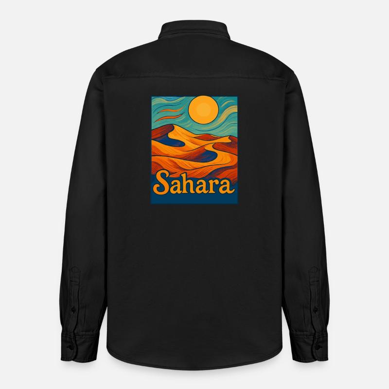 Rêve du désert du Sahara - Chemise unisexe coupe décontractée bio Stanley/Stella - noir délavé